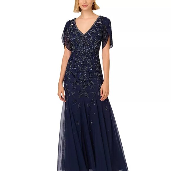 Adrianna Papell Beaded Mother of the Bride Mermaid Gown NWT Size 10 - Picture 1 of 13